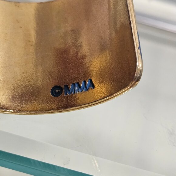 Metropolitan Museum of Art MMA Pine Needle Cuff Bracelet Blue Enamel Gold Tone - Picture 5 of 12